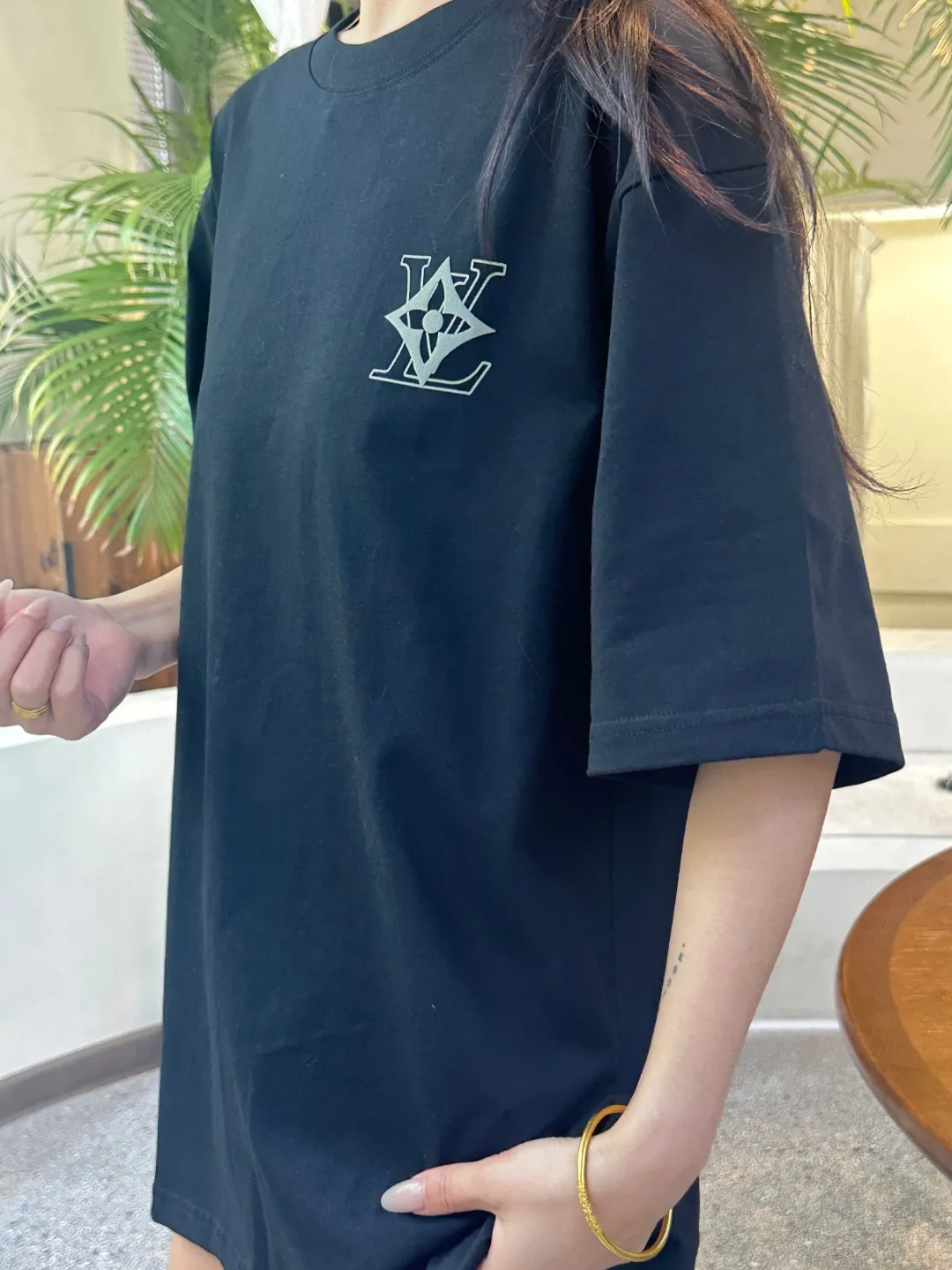 Louis Vuitton/Louis Vuitton back four-leaf clover signature foam printed short sleeves